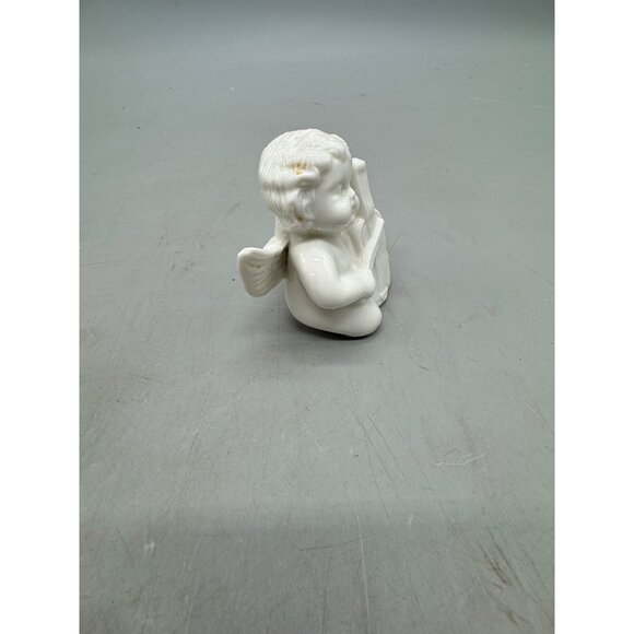 Vintage Ceramic Cherub Angel Figurines Set Of 2 White Musician Angels READ - Picture 5 of 14